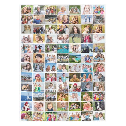 Einfache 84-FotoCollage Tischdecke (Vorderseite)