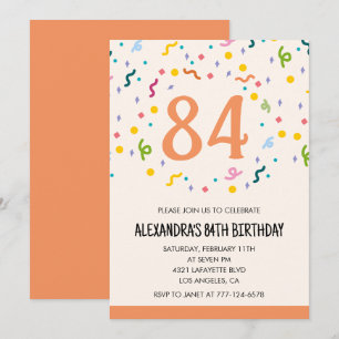 Einfache 84. Geburtstagseinladungen Konfetti Moder Einladung