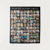 Einfache 90-Foto Collage Personalisiert Black Wandteppich (Vorderseite)