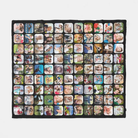 Einfache 99 FotoCollage Rounded Square Schwarz Fleecedecke (Vorderseite (Horizontal))