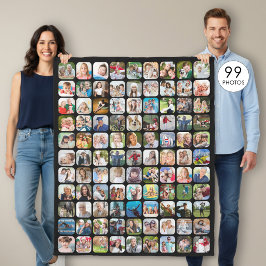 Einfache 99 FotoCollage Rounded Square Schwarz Fleecedecke