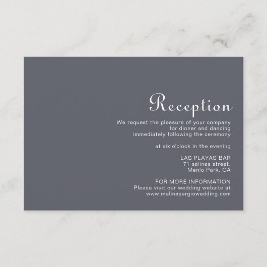Einfache Abend Boho Hochzeitsempfang Begleitkarte (Vorderseite)