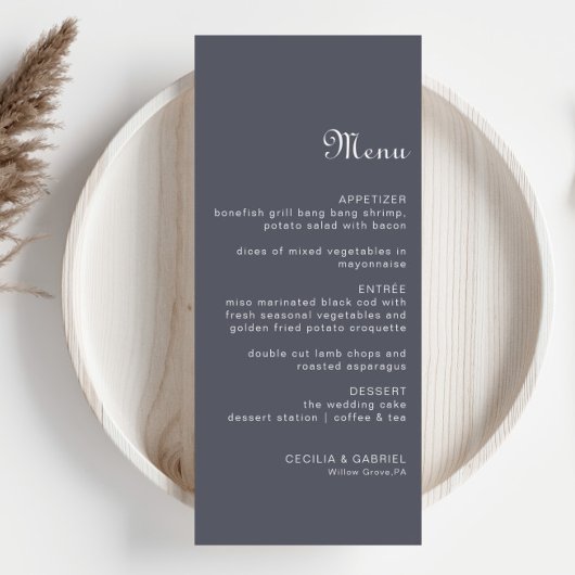 Einfache Abend Boho Wedding Menu Card Menükarte