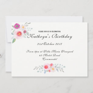 Einfache, aber elegante Flora, Peony Watercolor Einladung