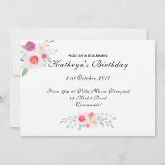 Einfache, aber elegante Flora, Peony Watercolor Einladung