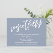 Einfache abgesagte Wedding Dusty Blue Regrets Card Einladung (Stehend Vorderseite)