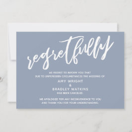 Einfache abgesagte Wedding Dusty Blue Regrets Card Einladung