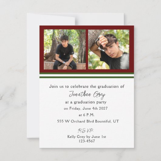 Einfache Abschluss-Einladung (Rückseite)