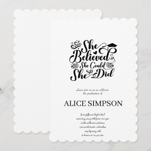 Einfache Abschluss-Einladung Einladung (Vorne/Hinten)