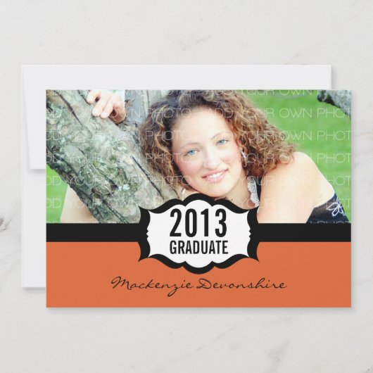 Einfache Abschluss-Einladung, Orange Einladung (Vorderseite)