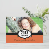 Einfache Abschluss-Einladung, Orange Einladung (Stehend Vorderseite)