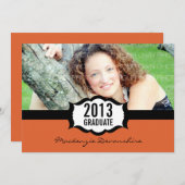 Einfache Abschluss-Einladung, Orange Einladung (Vorne/Hinten)