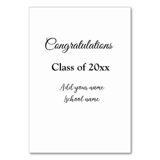 Einfache Abschluss Gratulationen minimalen Zusatz  Tischnummer (Vorderseite)