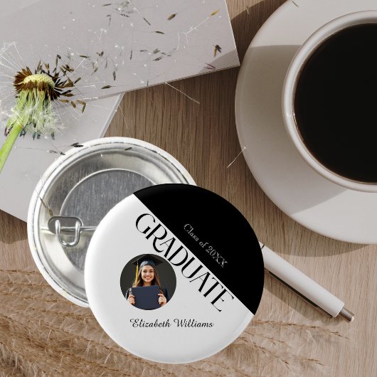 Einfache Abschluss Schwarz/Weiß Button