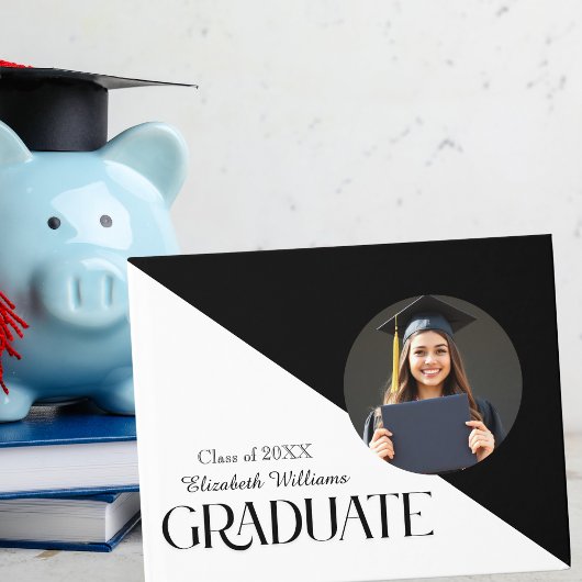 Einfache Abschluss Schwarz/Weiß Gästebuch