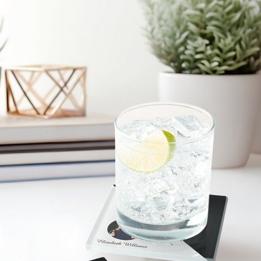 Einfache Abschluss Schwarz/Weiß Glasuntersetzer