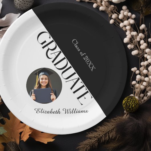 Einfache Abschluss Schwarz/Weiß Pappteller