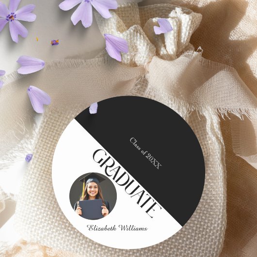 Einfache Abschluss Schwarz/Weiß Runder Aufkleber