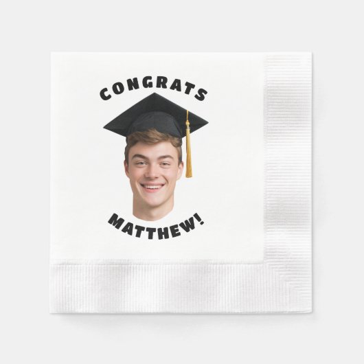Einfache Abschlussfeier-Foto-Graduation Serviette (Vorderseite)