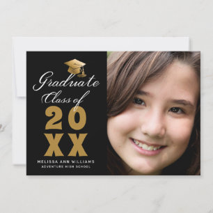 Einfache Abschlussfoto Schwarz Gold Schrift 2026 Ankündigung