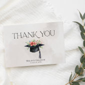 Einfache Abschlussmützen-Blumen Moderne Graduierun Dankeskarte