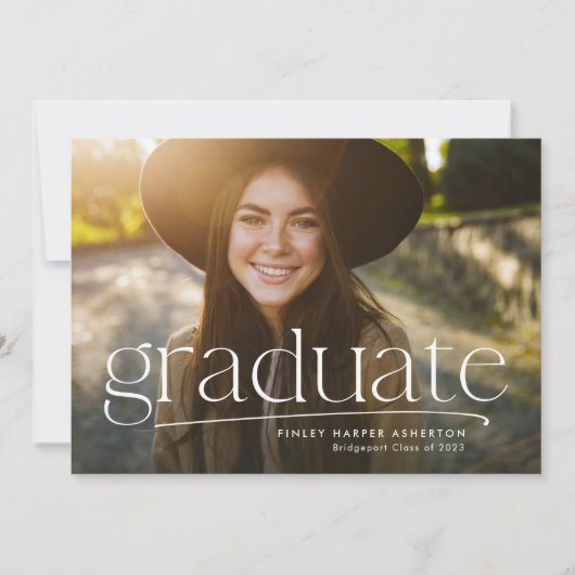 Einfache Absolventen ein Foto personalisierter Abs Ankündigung (Vorderseite)