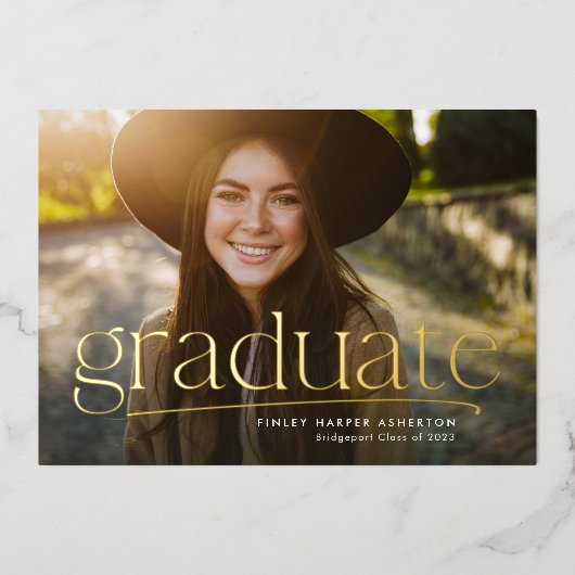 Einfache Absolventen ein Foto personalisierter Abs Folieneinladung (Vorderseite)