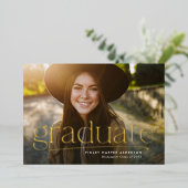 Einfache Absolventen ein Foto personalisierter Abs Folieneinladung (Stehend vorne)