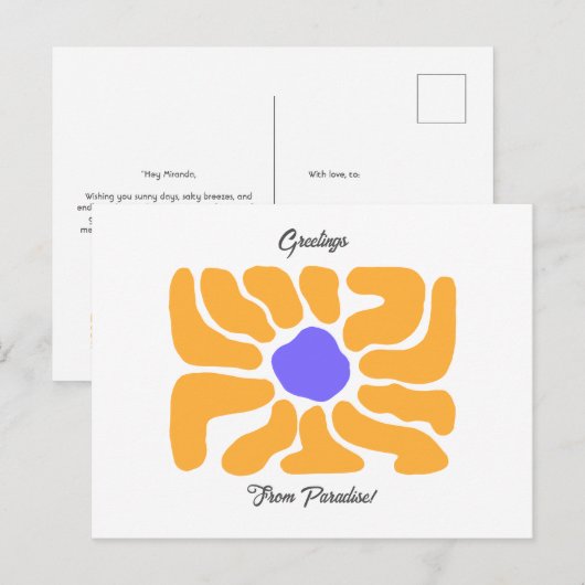 Einfache Abstrakte Blume Sommerferien Postkarten (Vorne/Hinten)