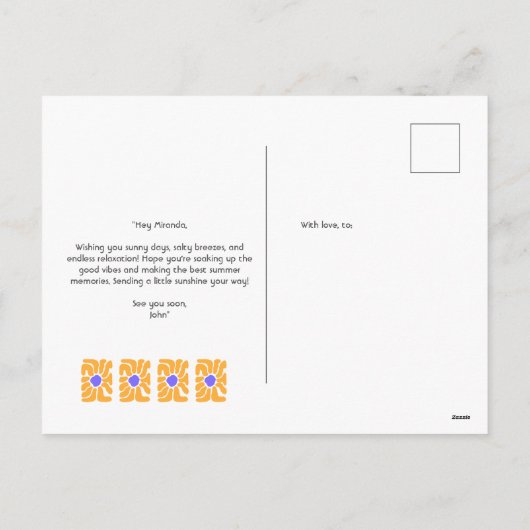 Einfache Abstrakte Blume Sommerferien Postkarten (Rückseite)