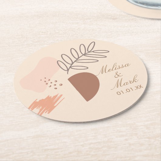 Einfache Abstrakte geometrische Erdform Monogramm Runder Pappuntersetzer (Angewinkelt)