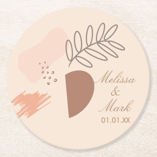 Einfache Abstrakte geometrische Erdform Monogramm Runder Pappuntersetzer (Vorderseite)