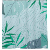 Einfache Abstrakte grüne Blätter und Holztextur | Duschvorhang (Vorderseite)