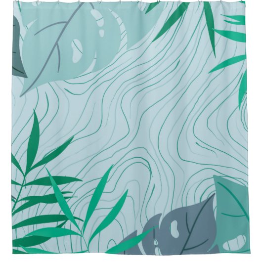 Einfache Abstrakte grüne Blätter und Holztextur | Duschvorhang (Vorderseite)