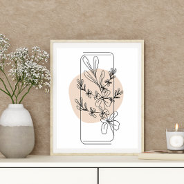 Einfache Abstrakte Minimal Boho Style Blume Poster