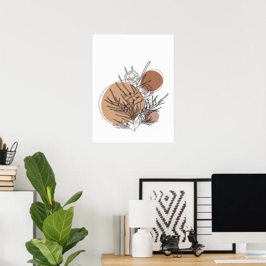 Einfache Abstrakte Minimal Boho Style Blume Poster (Heimbüro)