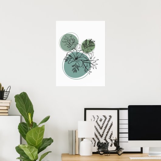 Einfache Abstrakte Minimal Boho Style Blume Poster (Heimbüro)
