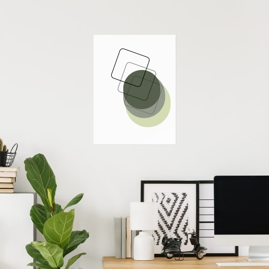 Einfache Abstrakte Minimal Boho Style Circles Quad Poster (Heimbüro)