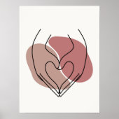 Einfache Abstrakte Minimal Boho Style Hands Herz Poster (Vorne)