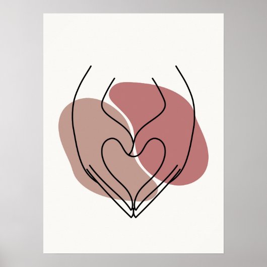 Einfache Abstrakte Minimal Boho Style Hands Herz Poster (Vorne)