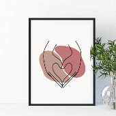 Einfache Abstrakte Minimal Boho Style Hands Herz Poster