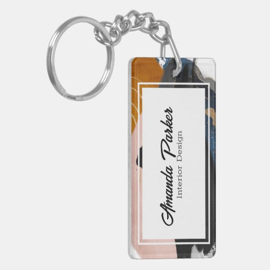 Einfache Abstrakte QR-Code-Visitenkarte Schlüsselanhänger (Vorderseite links)