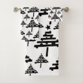 Einfache Abstrakte Schwarz-Weiß-Weihnachtsbaume Badhandtuch Set (Insitu)
