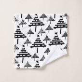 Einfache Abstrakte Schwarz-Weiß-Weihnachtsbaume Badhandtuch Set (Waschlappen)