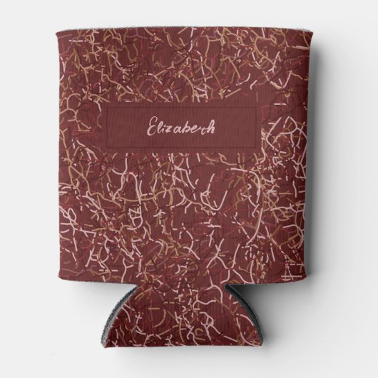 Einfache Abstrakte Thread Art Red Pattern Individu Dosenkühler (Vorderseite)