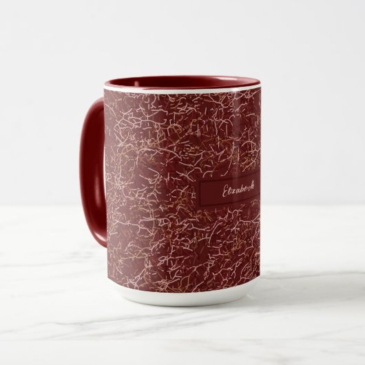 Einfache Abstrakte Thread Art Red Pattern Individu Tasse (Vorderseite Links)