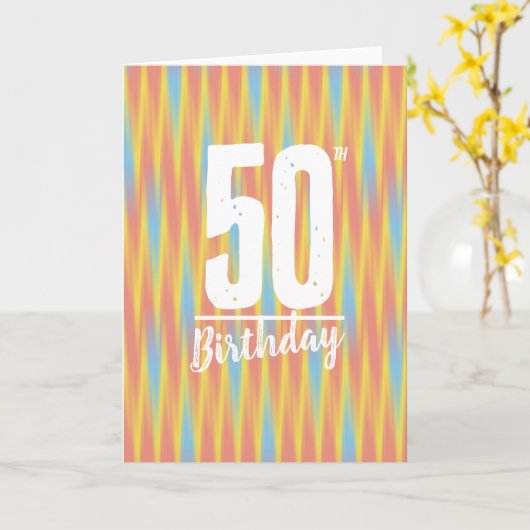 Einfache abstrakte Wellenlinien 50. Geburtstag Karte (Gelbe Blume)