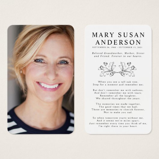 Einfache Acorn-Foto-Gedenkkarte (Vorne & Hinten)