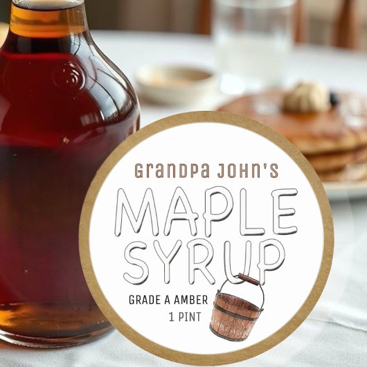 Einfache Ahornsirup-Etikett Sap-Eimer und Kraft-Gr Runder Aufkleber