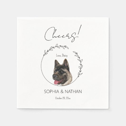 Einfache Akita Dog Wedding Cocktail Serviette (Vorderseite)